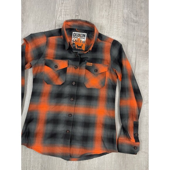 Dixxon Flannel Company Women's Small Salem 13 Flannel Orange Black Rare Fall U - Picture 3 of 8